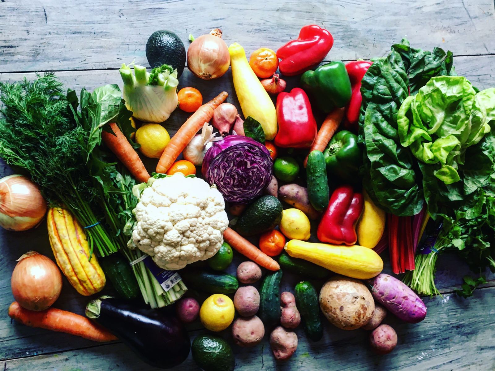 A table covered in colorful vegetables
